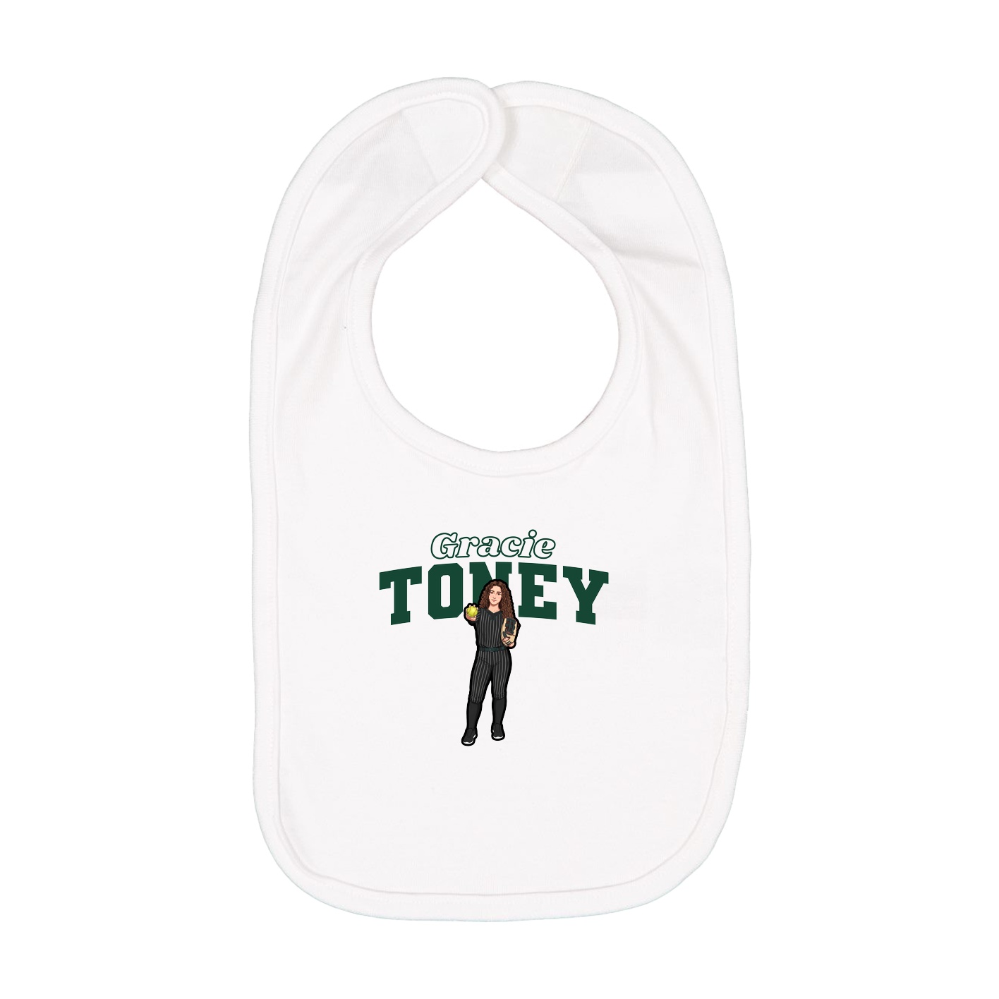 Infant Bib — Name Arch in White