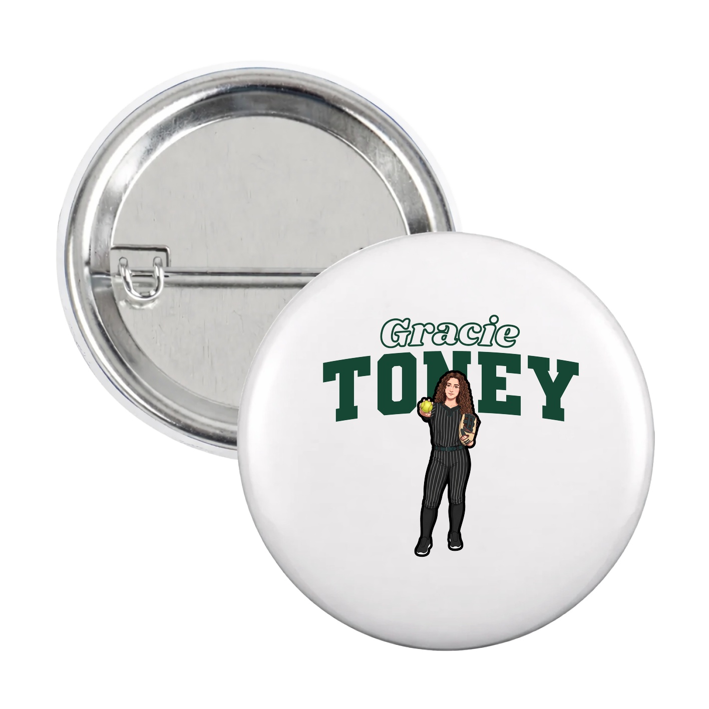 Game Day Button — Name Arch in White