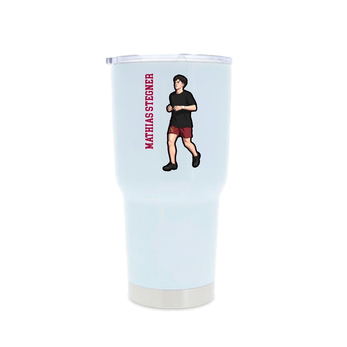 30oz Stainless Steel Tumbler — Name Vertical in White