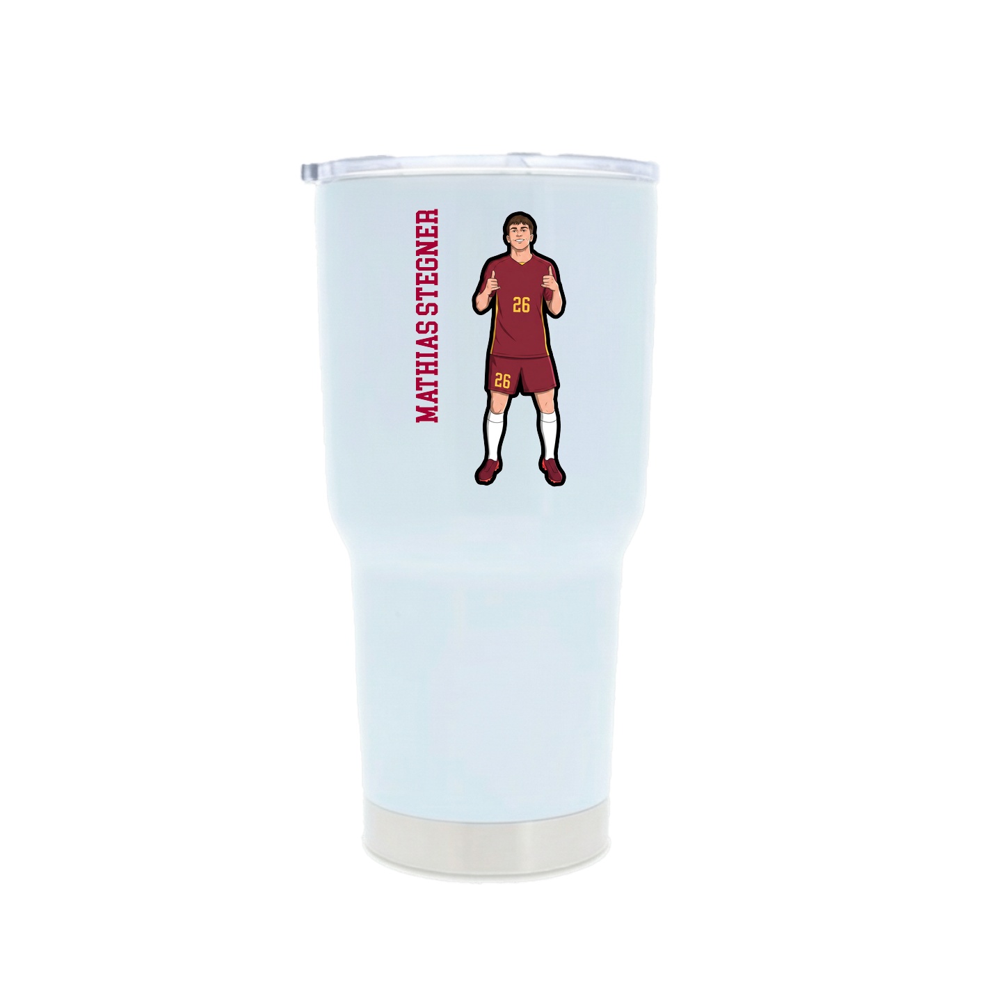 30oz Stainless Steel Tumbler — Name Vertical in White