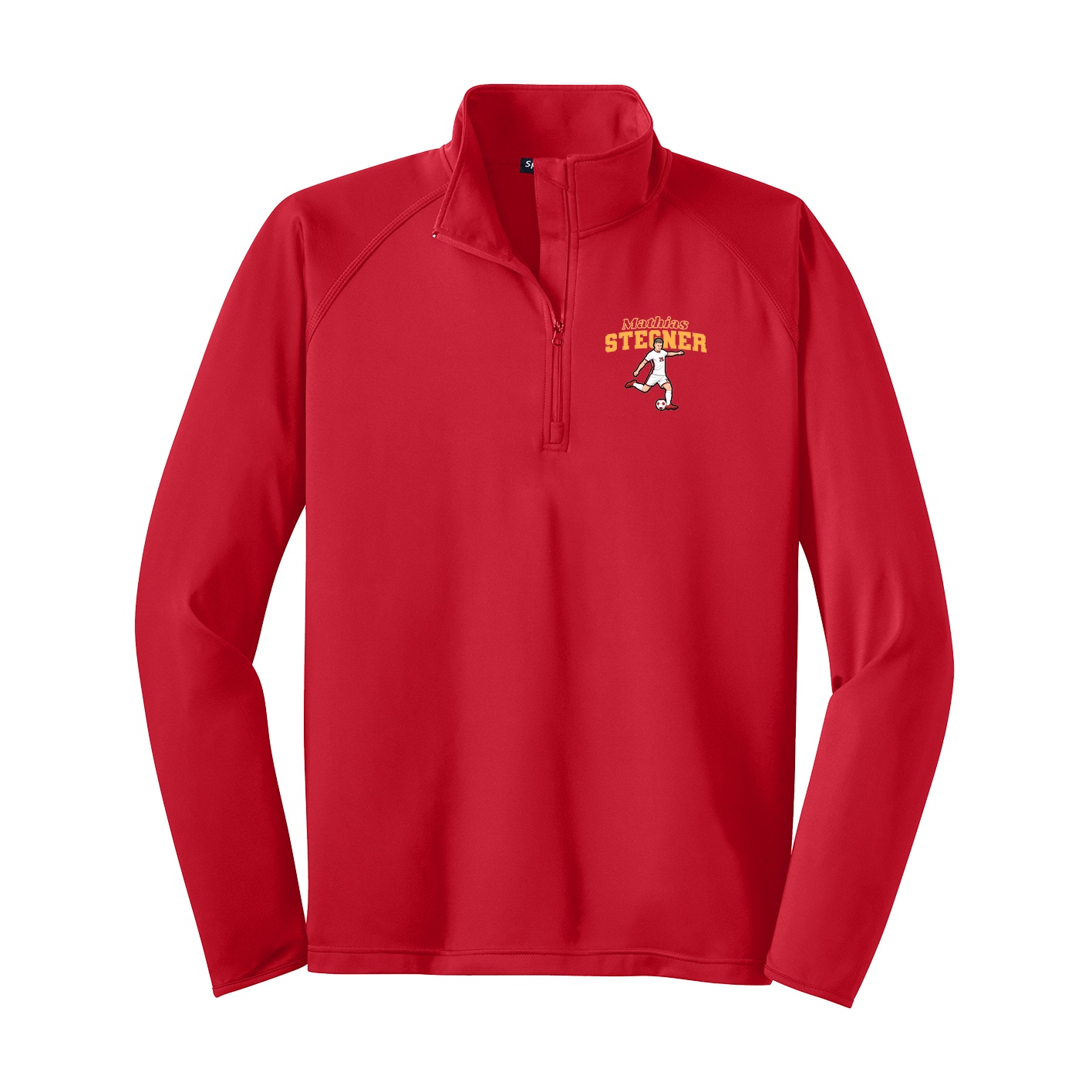 Q-Zip Pullover — Name Arch in Red
