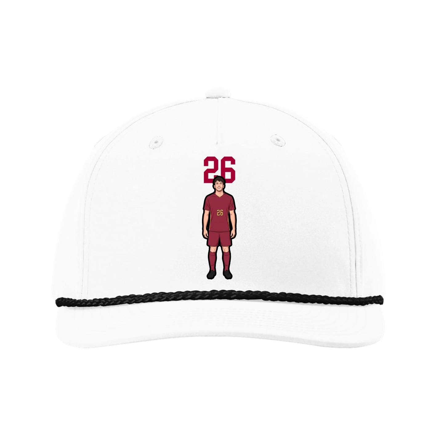 Five-Panel Classic Rope Cap — Number Top in White