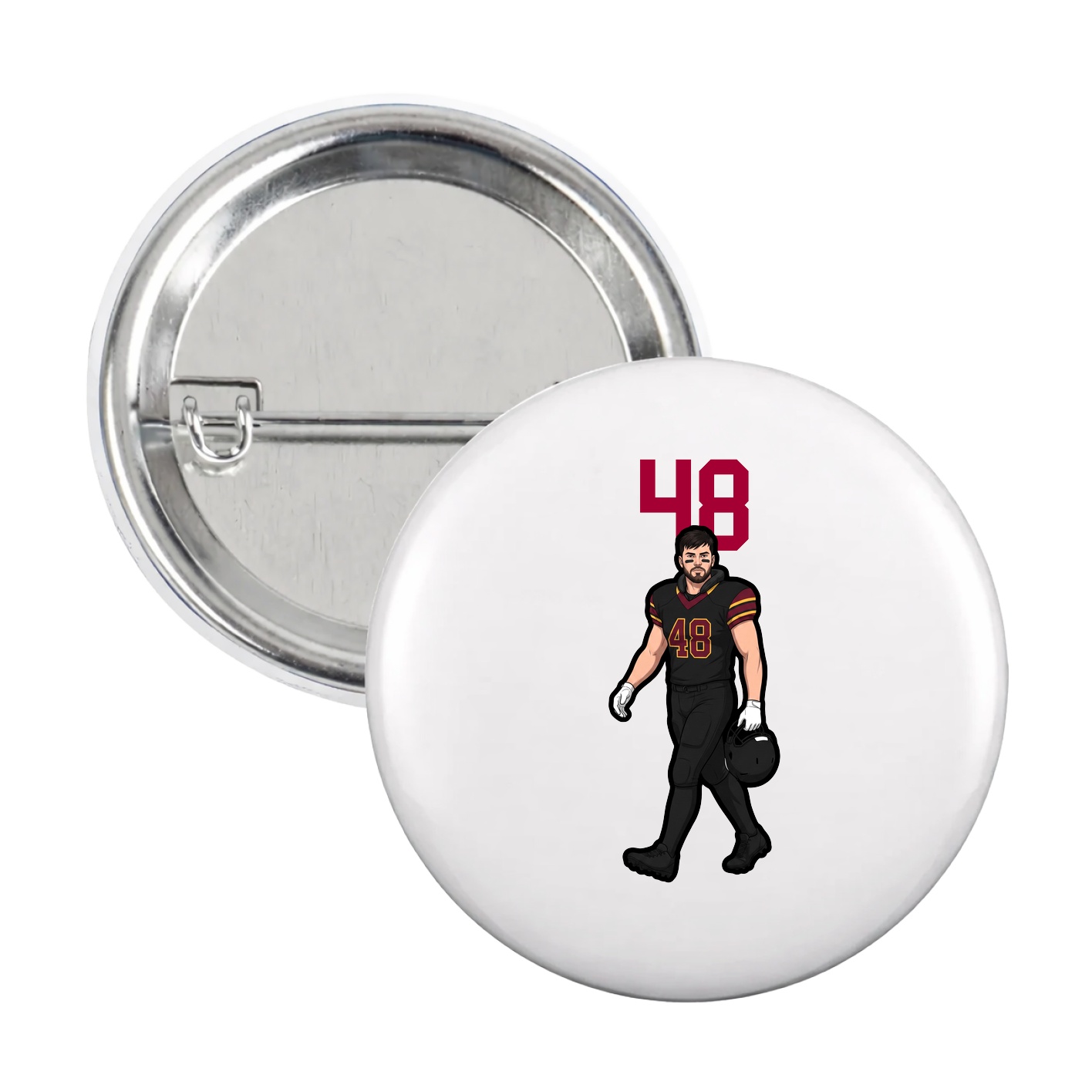 Game Day Button — Number Top in White