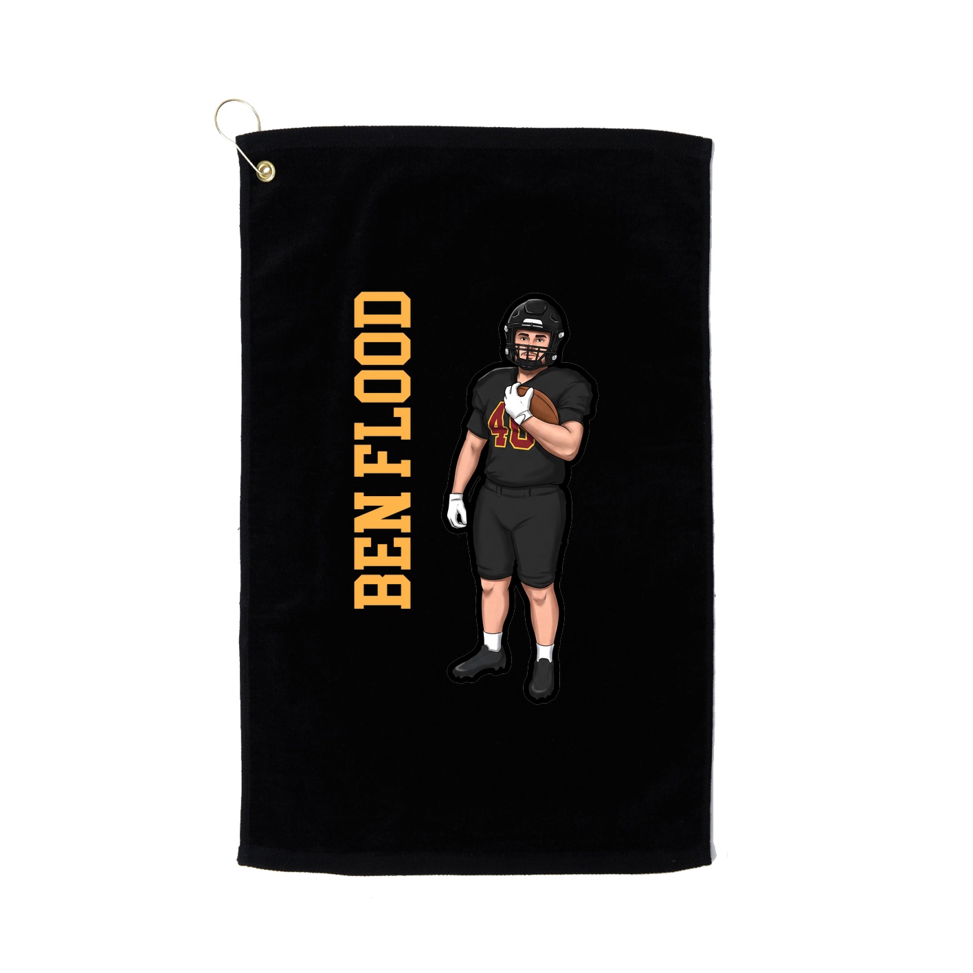Golf Towel — Name Vertical in Black
