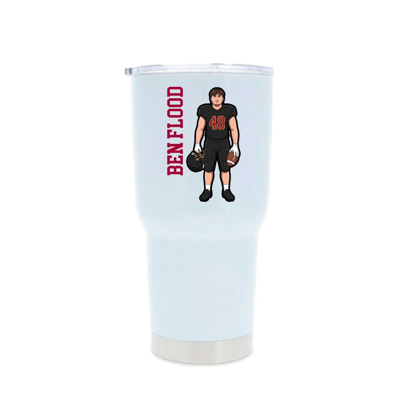 30oz Stainless Steel Tumbler — Name Vertical in White