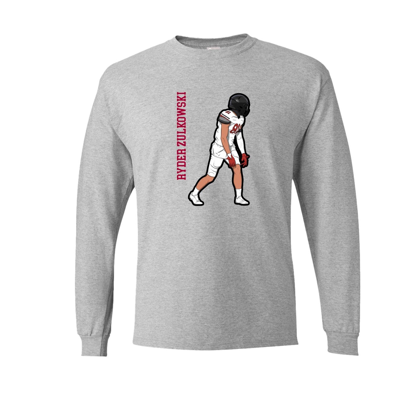 Long Sleeve Tee — Name Vertical in Grey