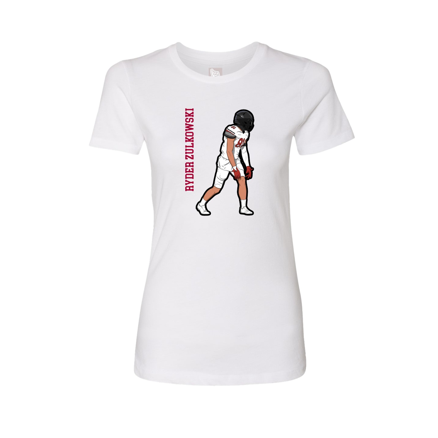 Fitted Women's Tee — Name Vertical in White