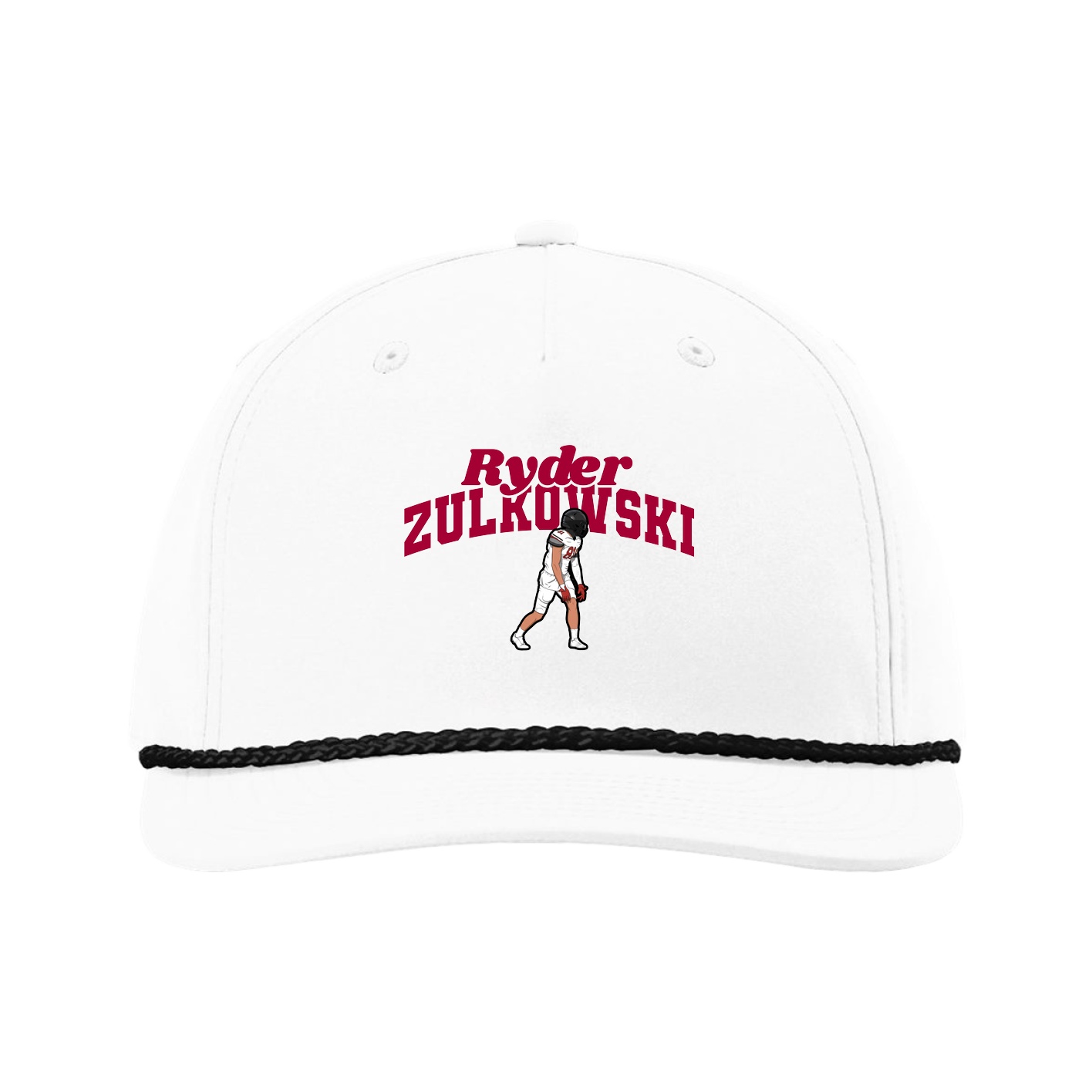 Five-Panel Classic Rope Cap — Signature Arch in White