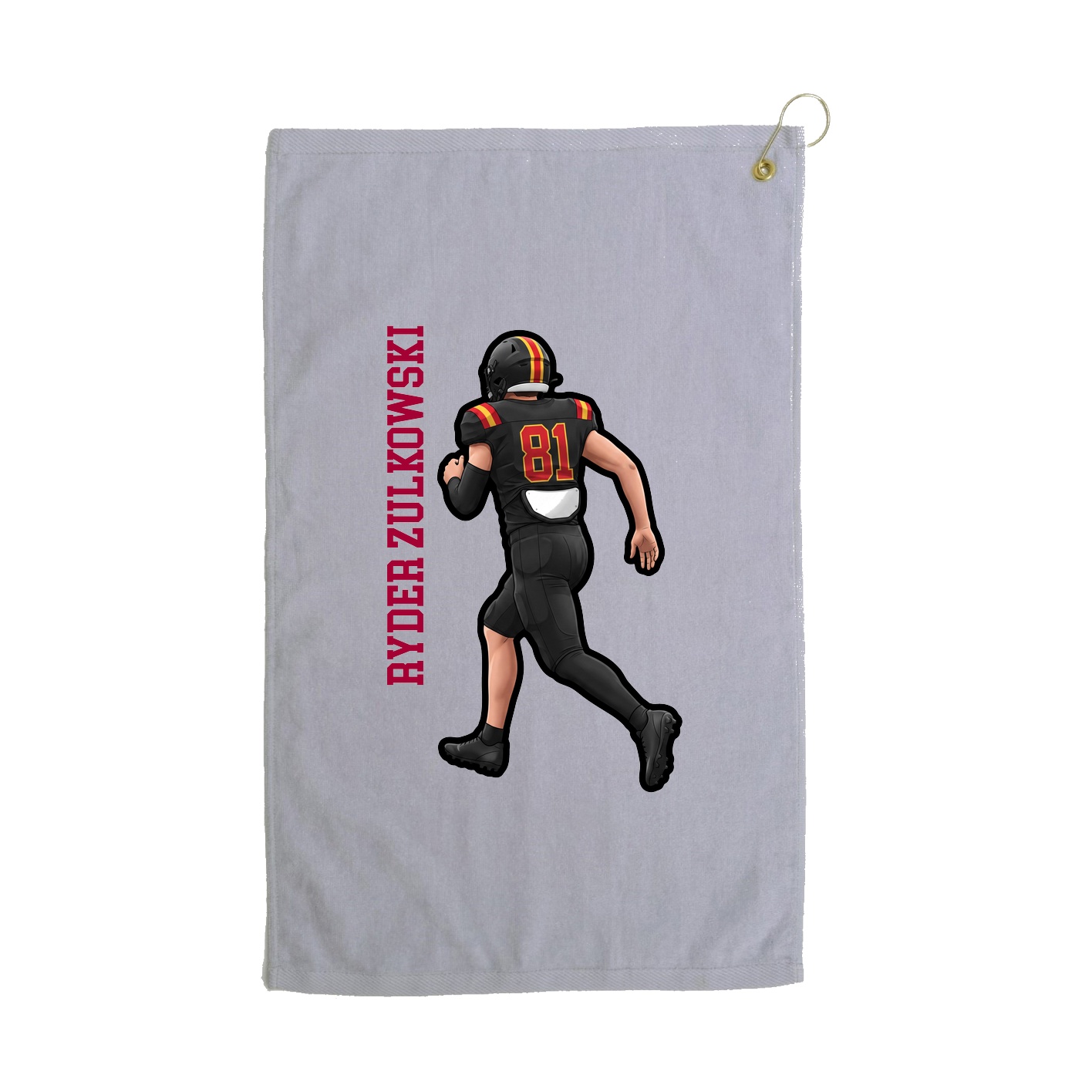 Golf Towel — Name Vertical in Grey