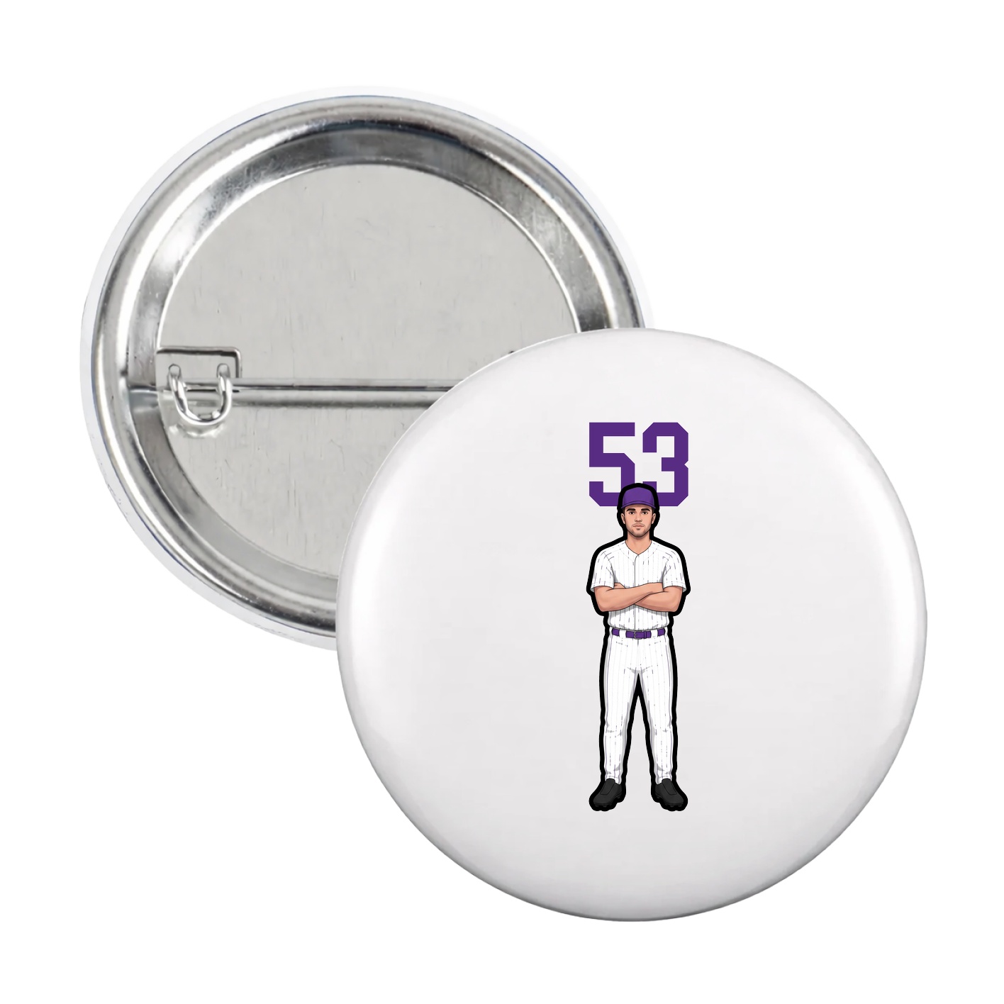 Game Day Button — Number Top in White