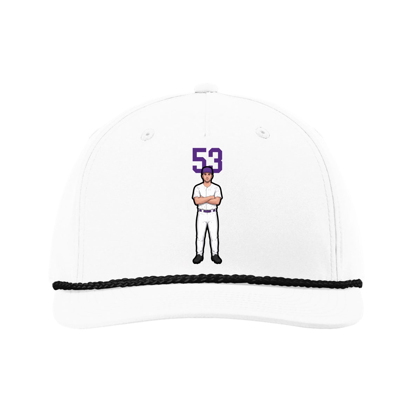 Five-Panel Classic Rope Cap — Number Top in White