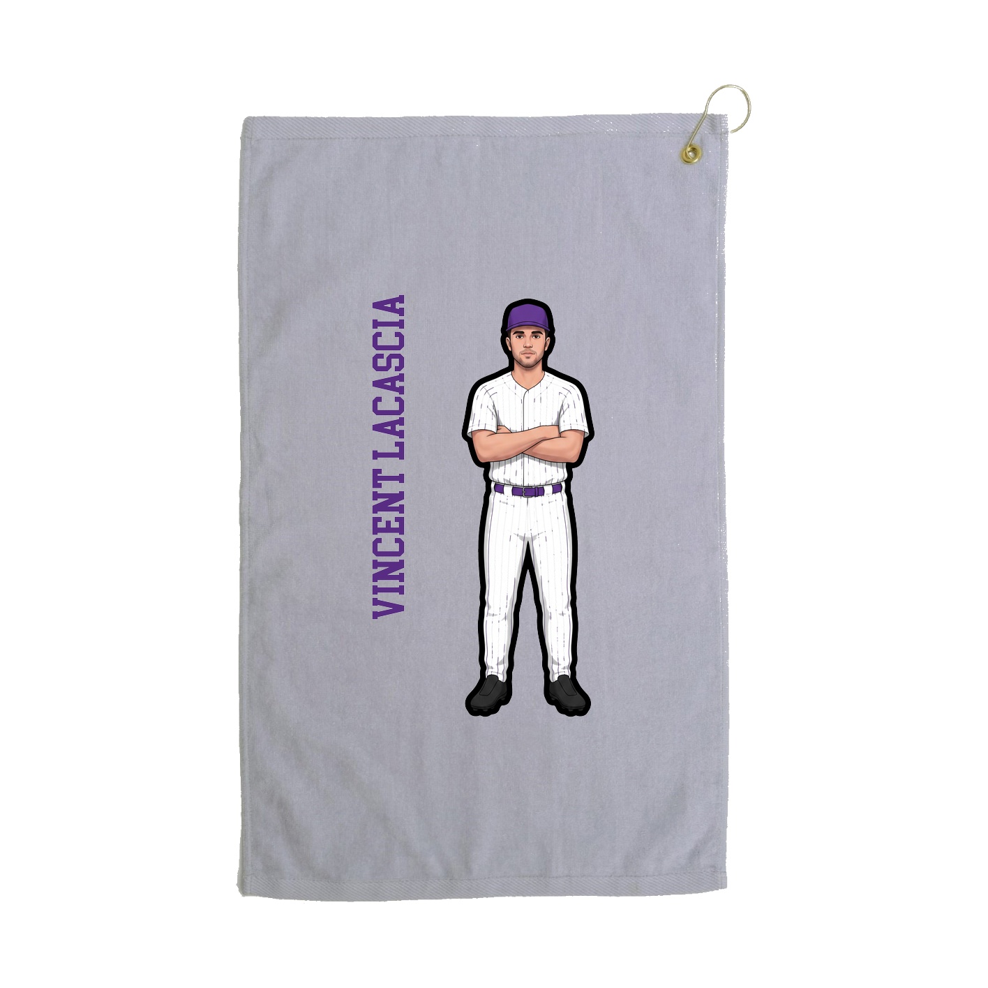 Golf Towel — Name Vertical in Grey