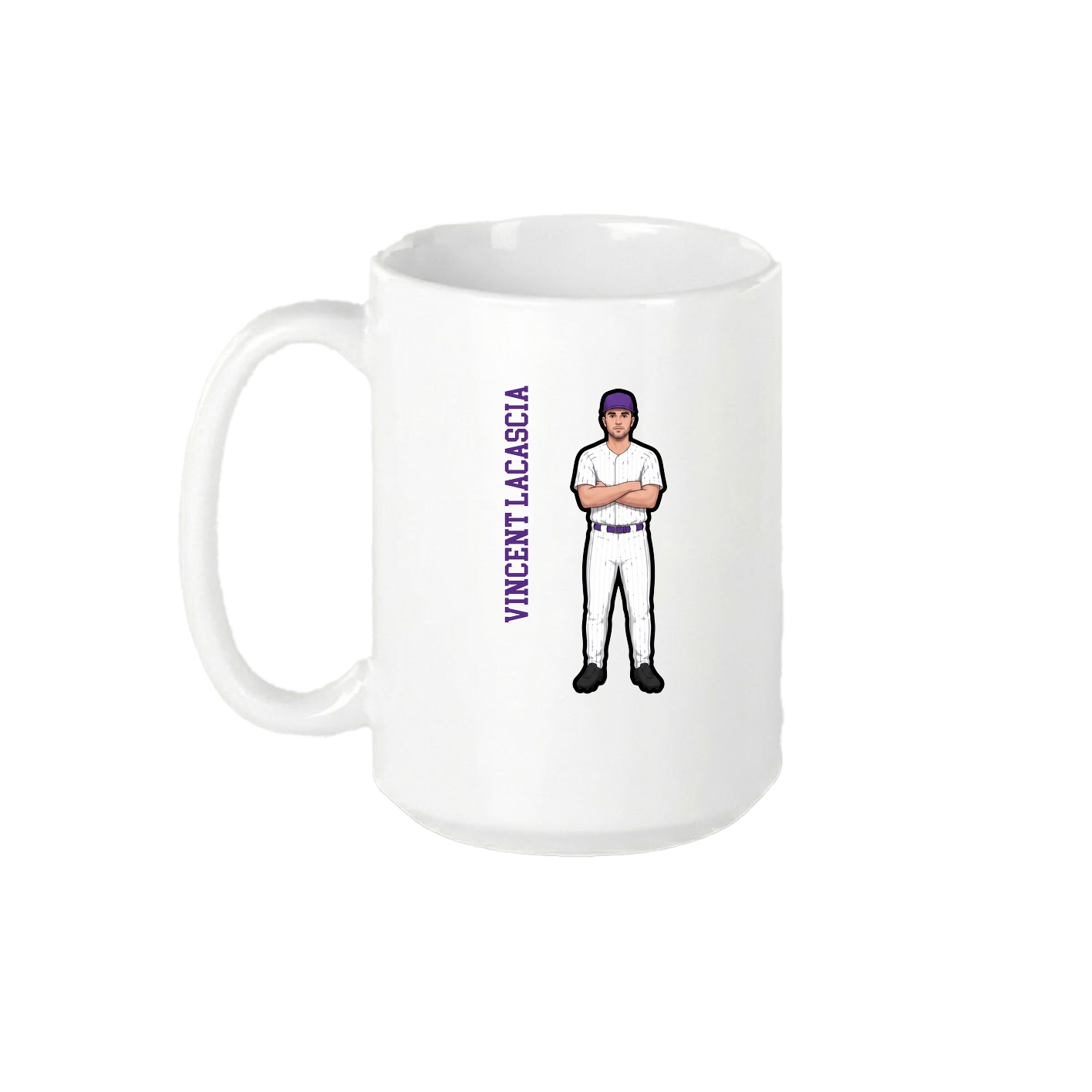 15oz Coffee Mug — Name Vertical in White