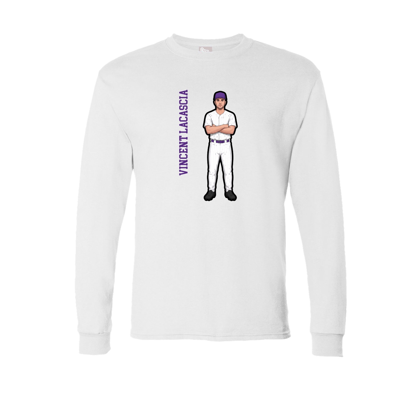 Long Sleeve Tee — Name Vertical in White