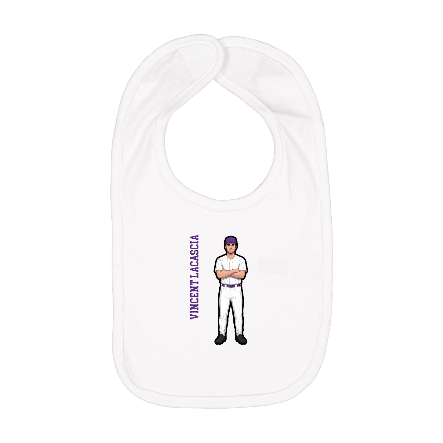 Infant Bib — Name Vertical in White