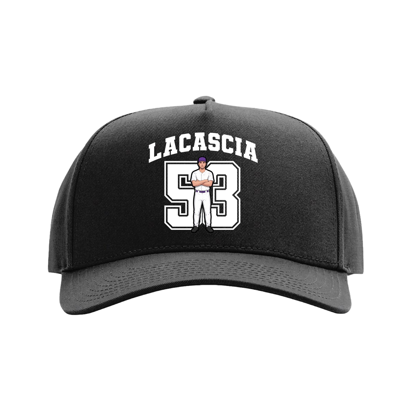 Full Fabric Five-Panel Champ Cap — Number in Black