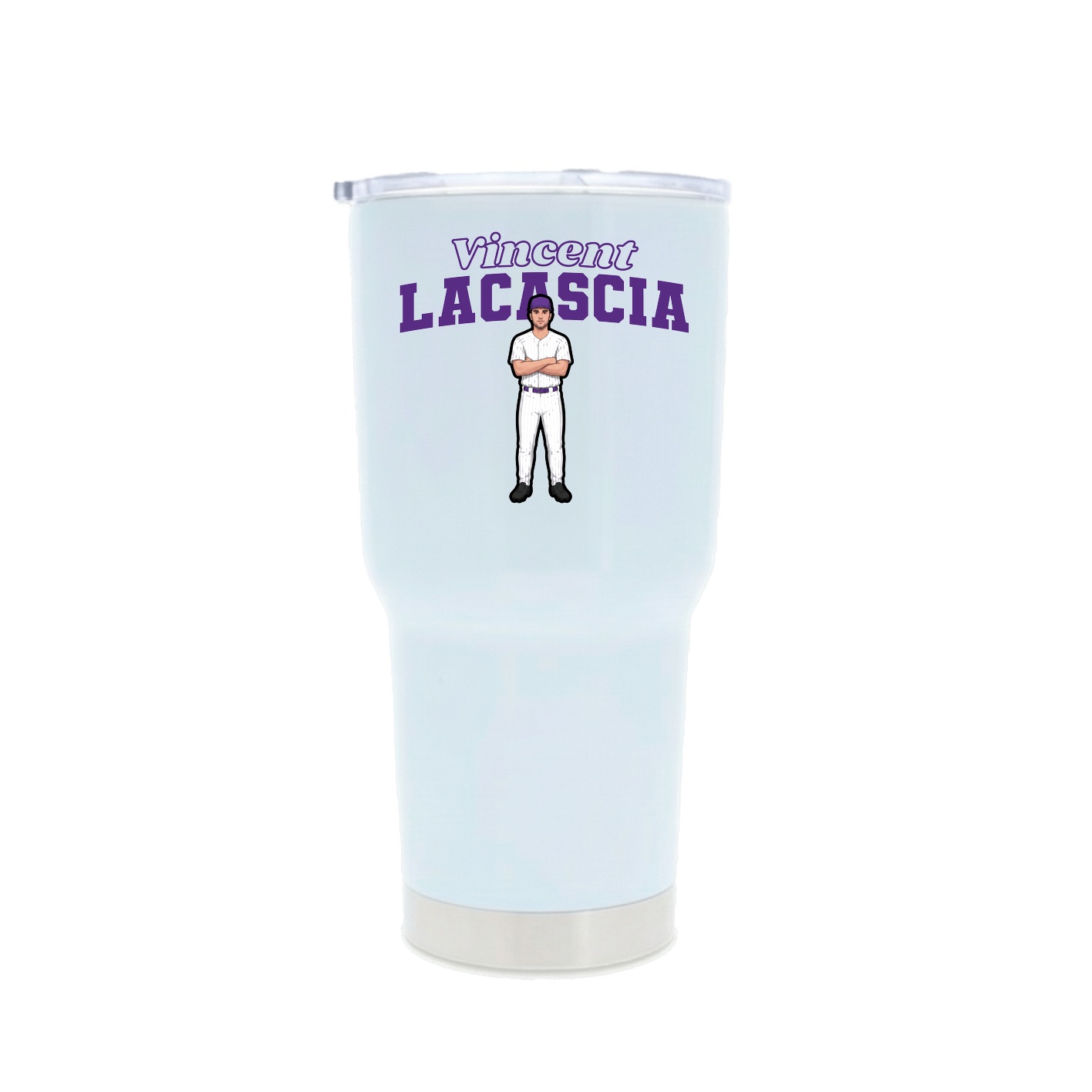30oz Stainless Steel Tumbler — Name Arch in White