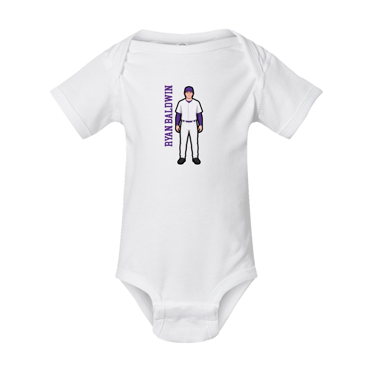 Baby Onesie — Name Vertical in White