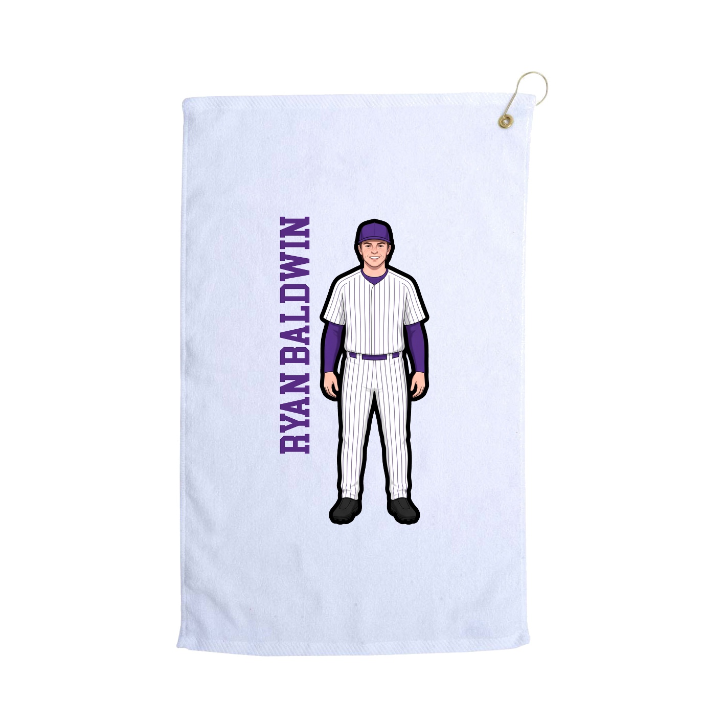 Golf Towel — Name Vertical in White