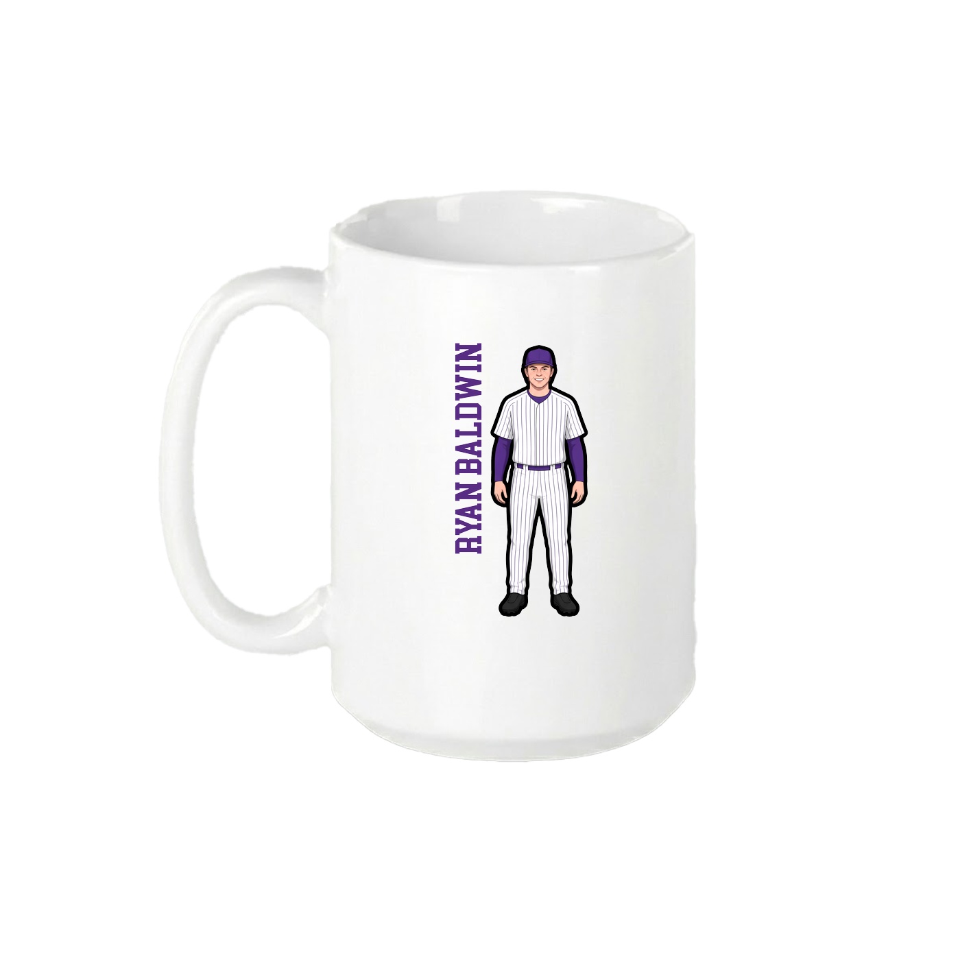 15oz Coffee Mug — Name Vertical in White