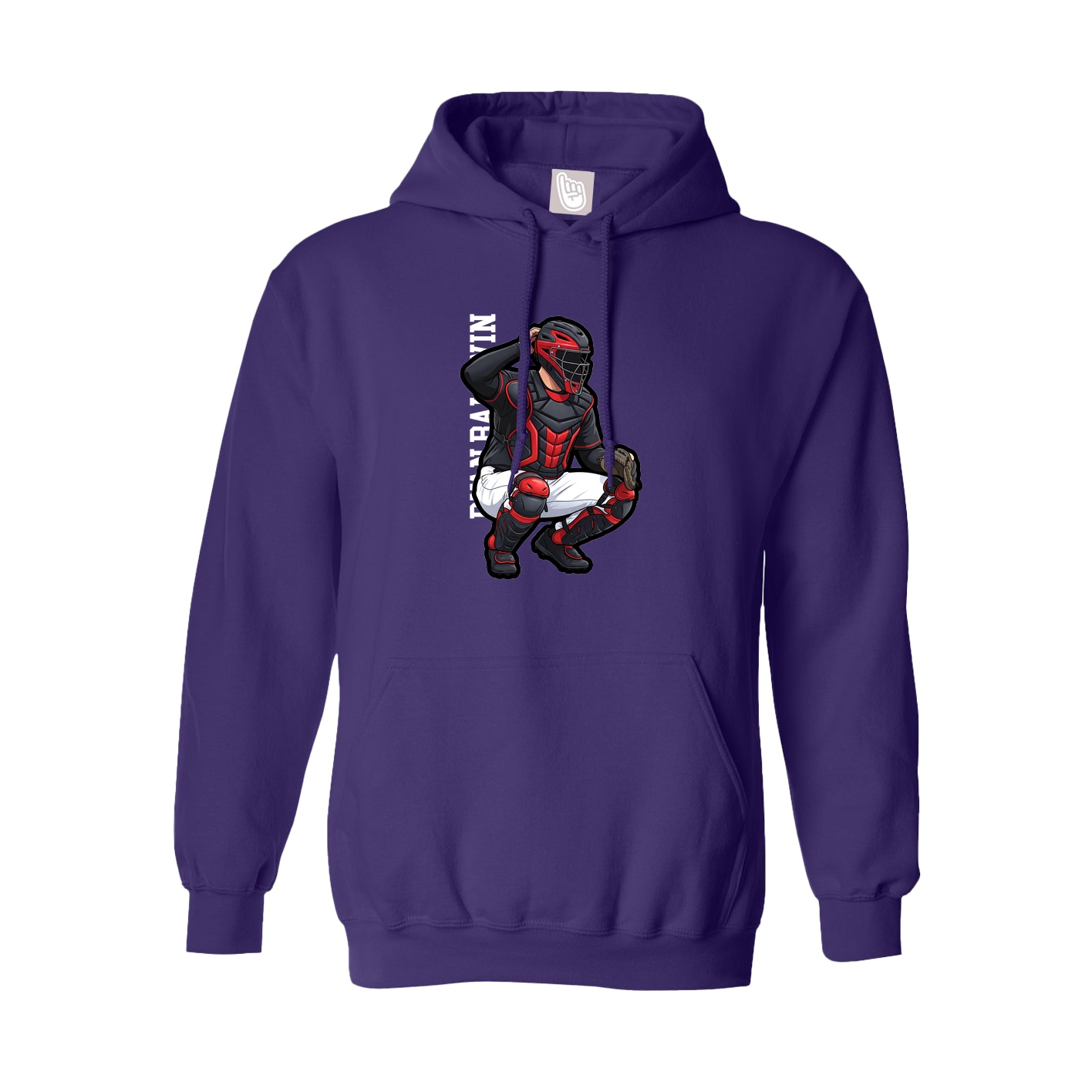 Youth Hoodie — Name Vertical in Purple