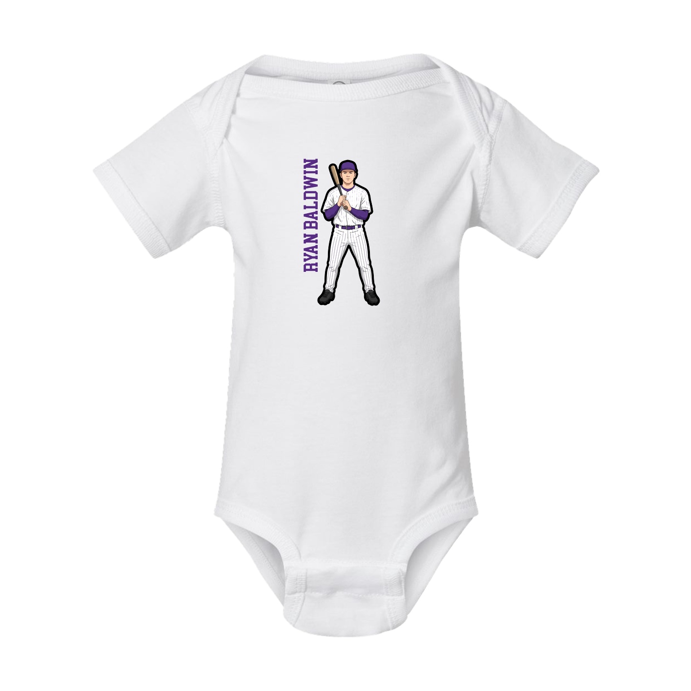 Baby Onesie — Name Vertical in White