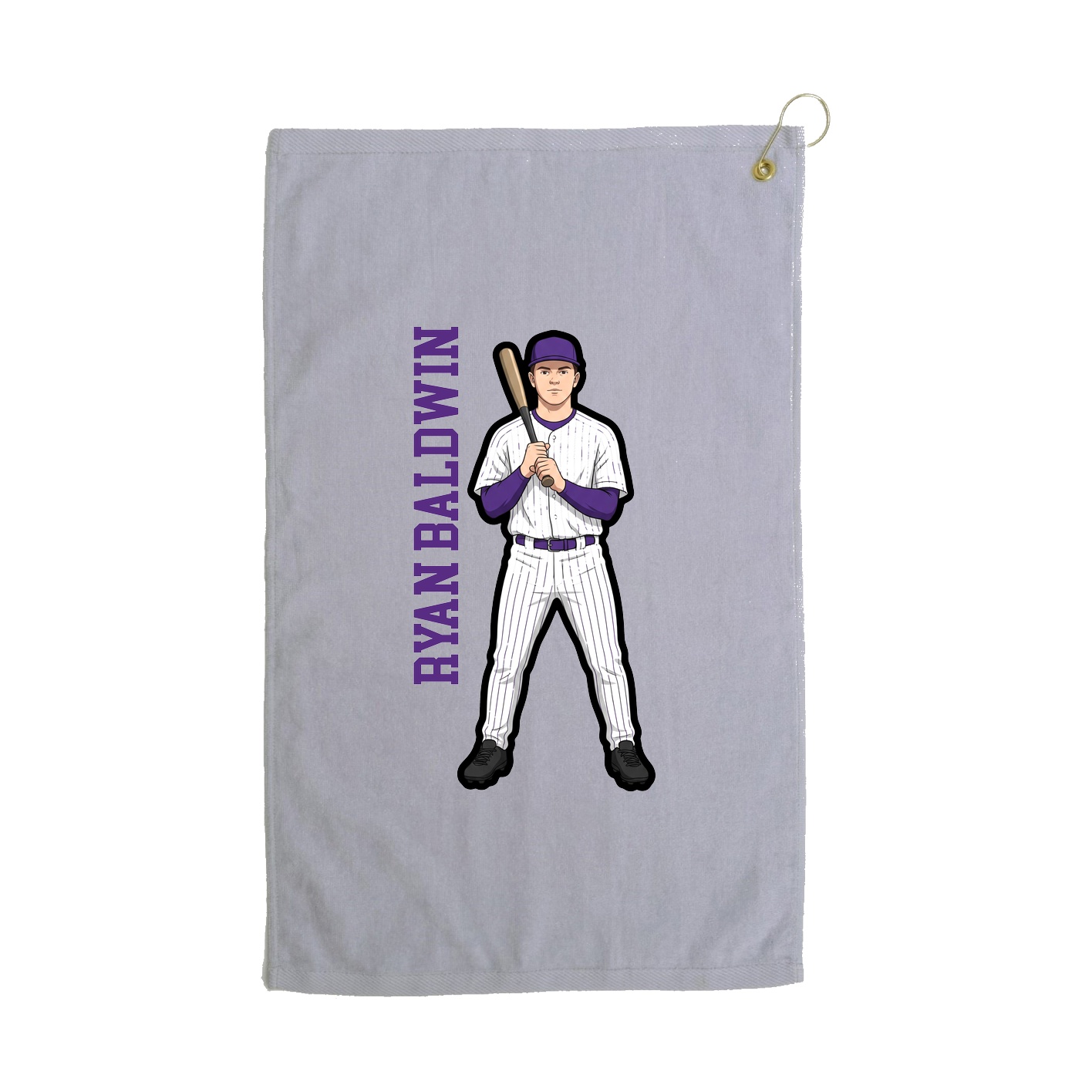 Golf Towel — Name Vertical in Grey