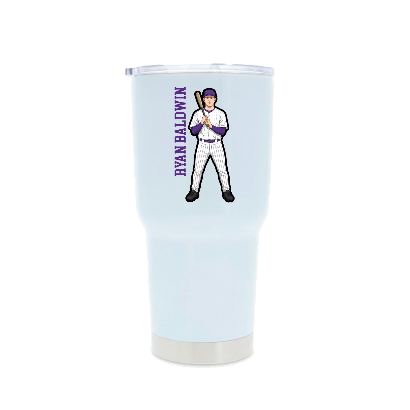 30oz Stainless Steel Tumbler — Name Vertical in White