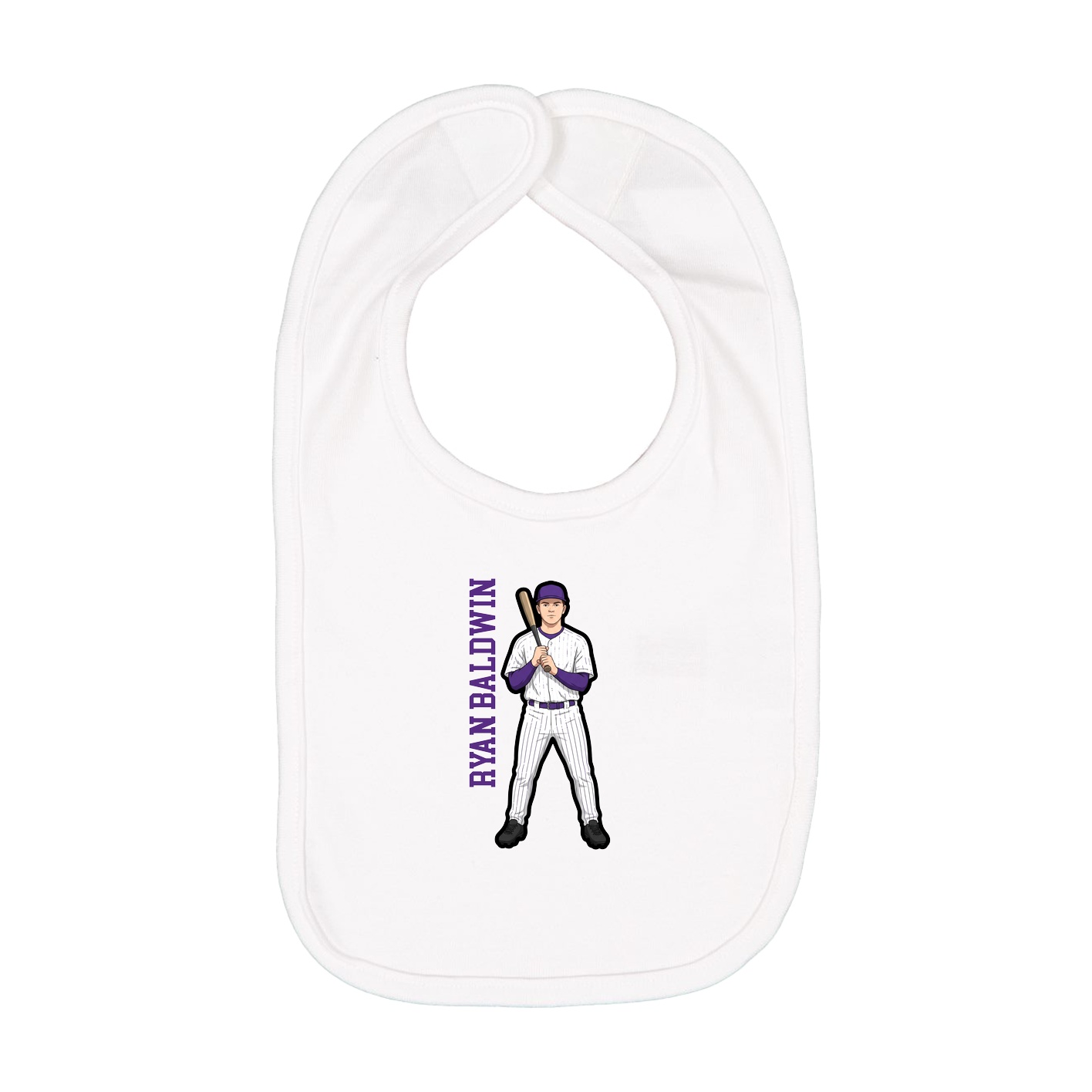 Infant Bib — Name Vertical in White
