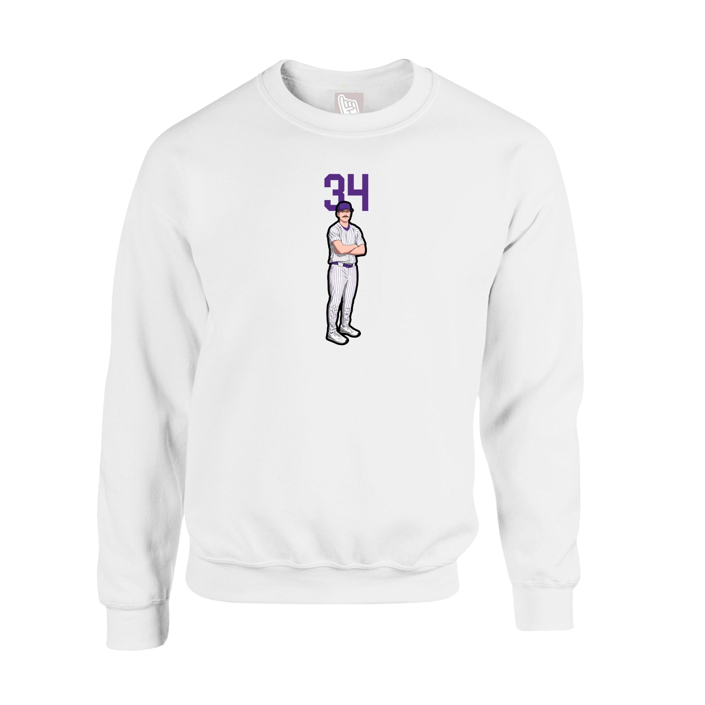 Fleece Crew — Number Top in White