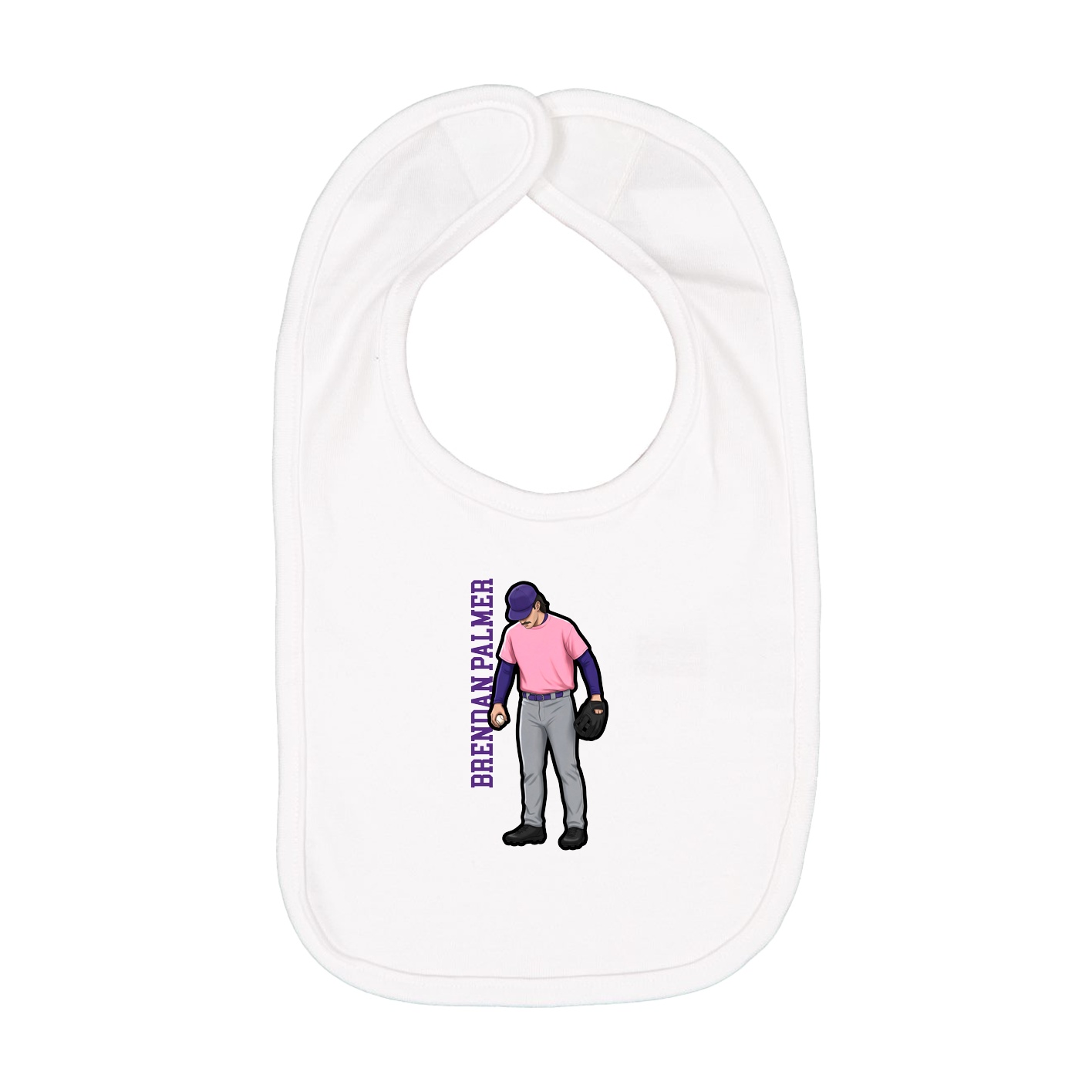 Infant Bib — Name Vertical in White