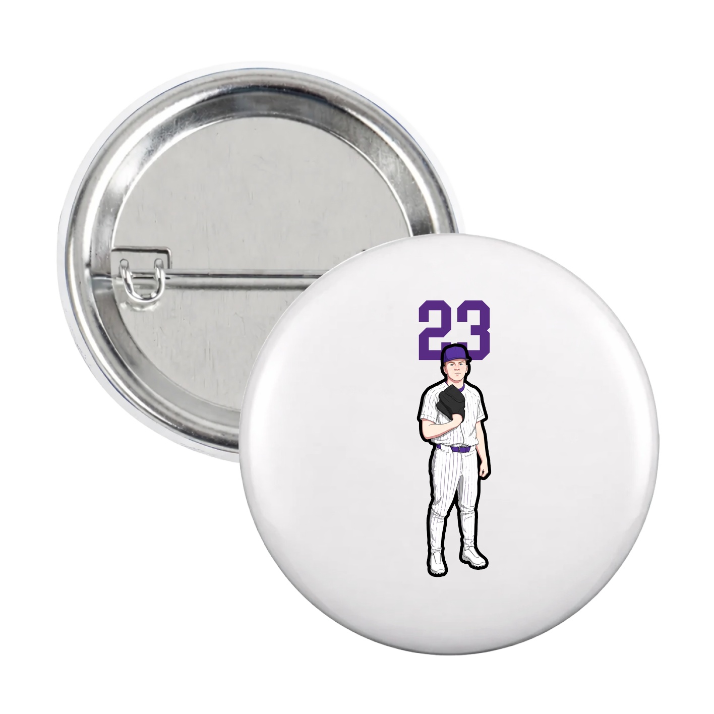 Game Day Button — Number Top in White