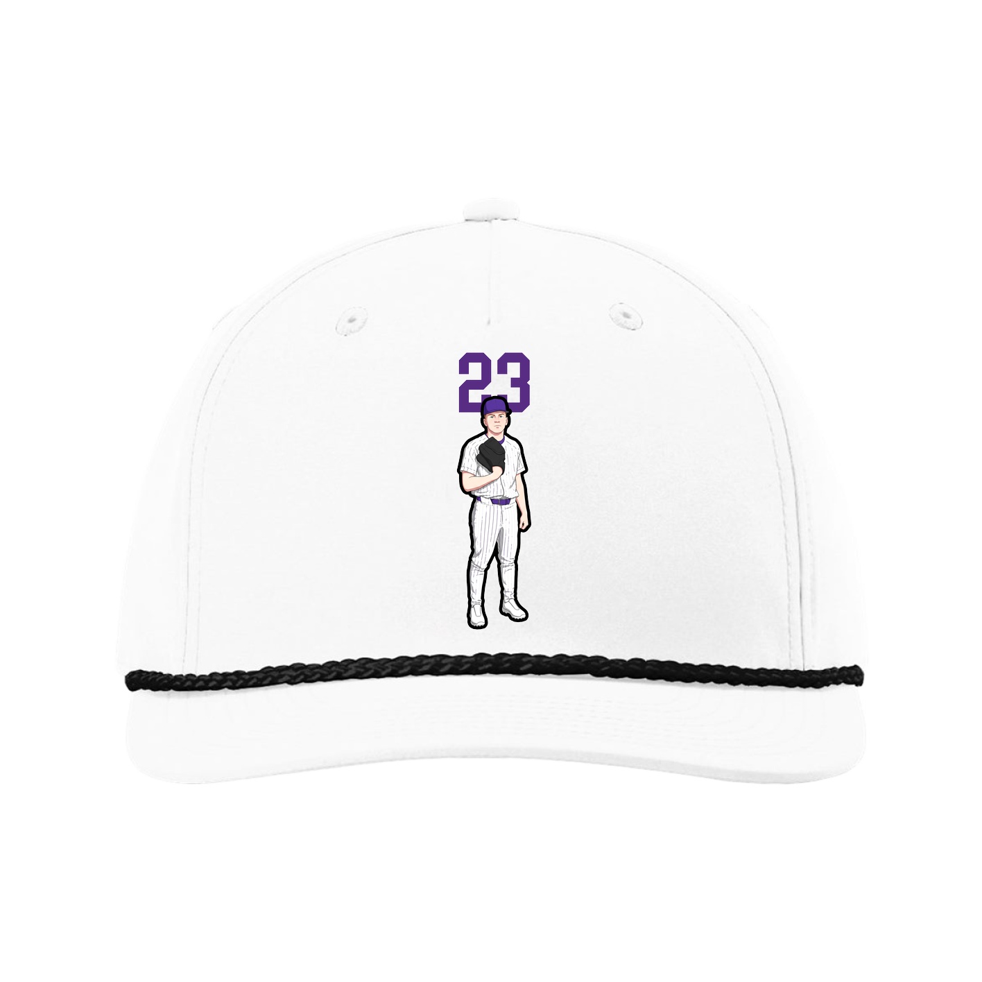 Five-Panel Classic Rope Cap — Number Top in White