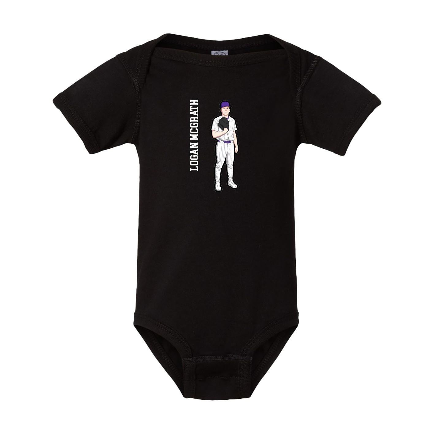 Baby Onesie — Name Vertical in Black