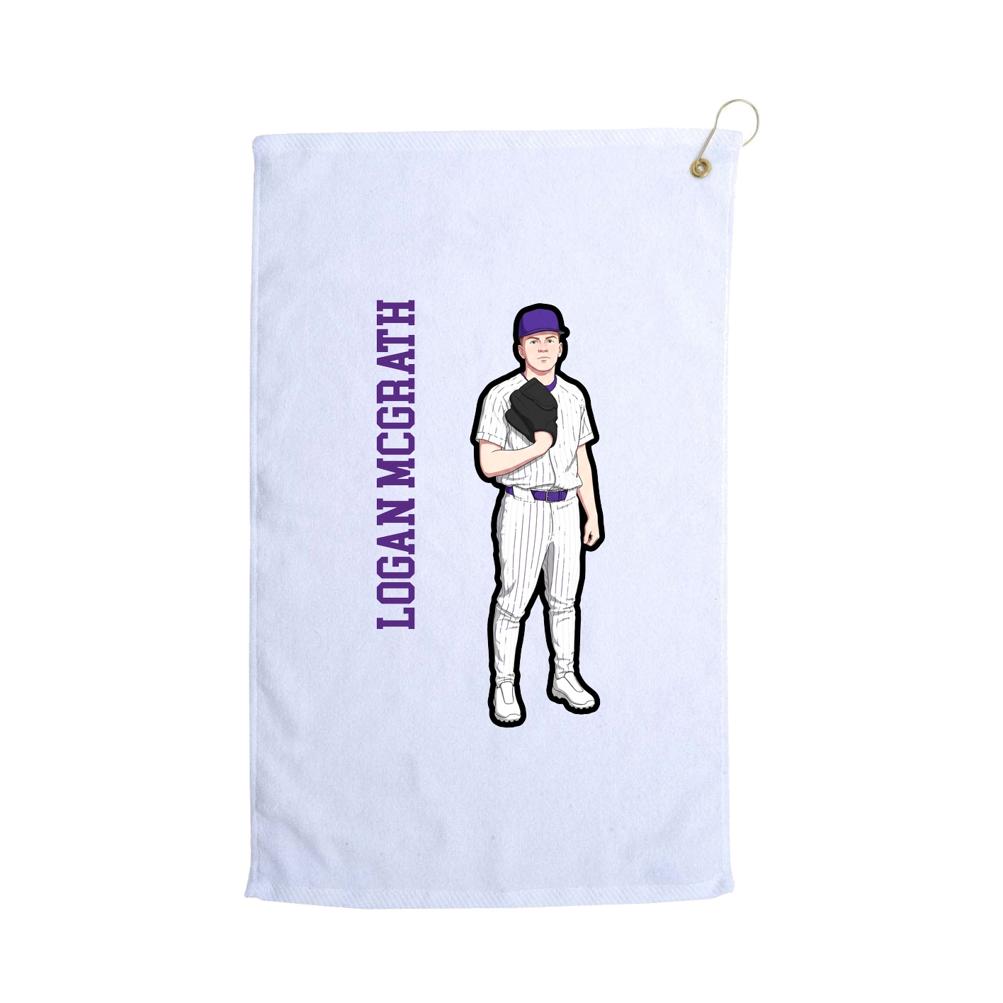 Golf Towel — Name Vertical in White