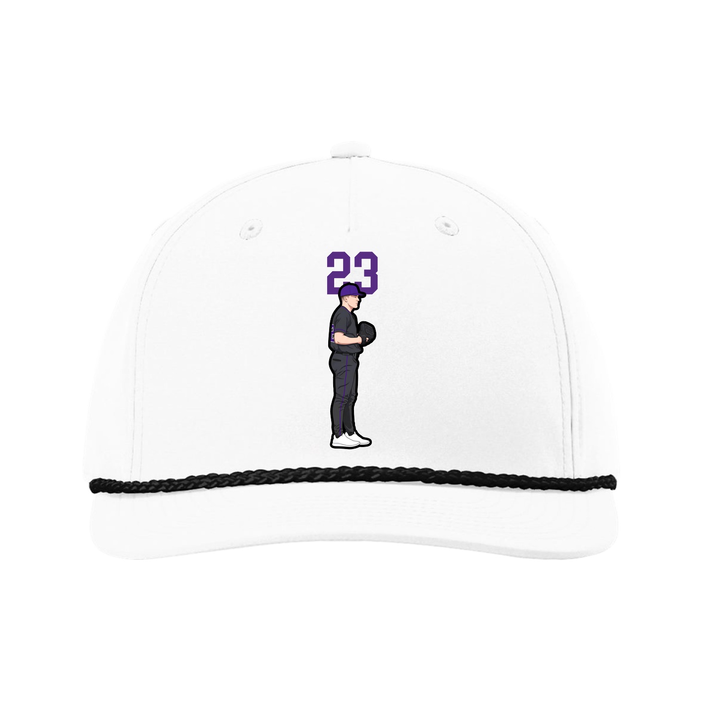 Five-Panel Classic Rope Cap — Number Top in White
