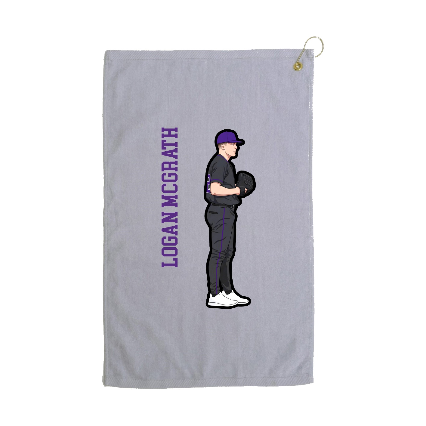 Golf Towel — Name Vertical in Grey