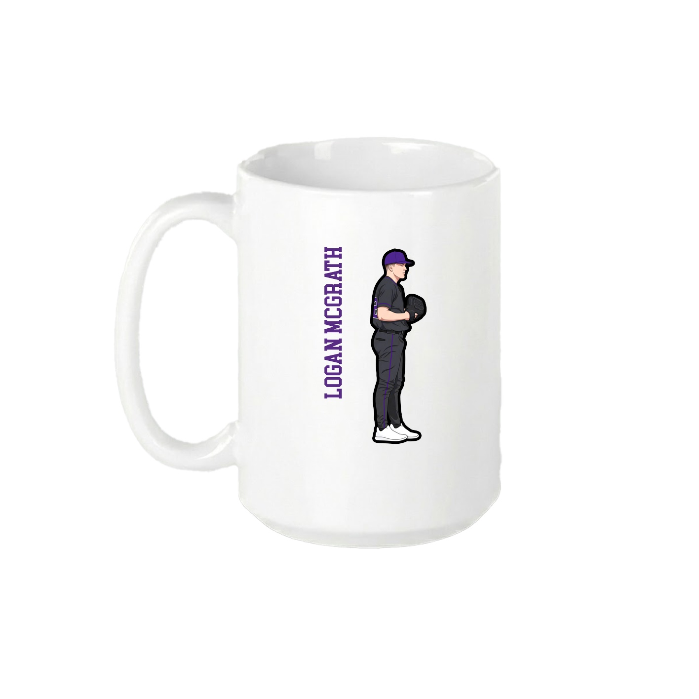 15oz Coffee Mug — Name Vertical in White