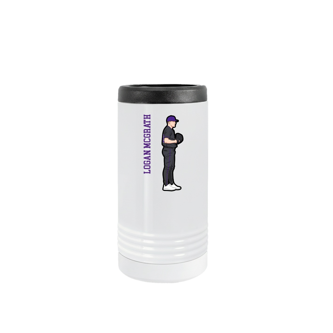 Slim Beverage Holder — Name Vertical in White