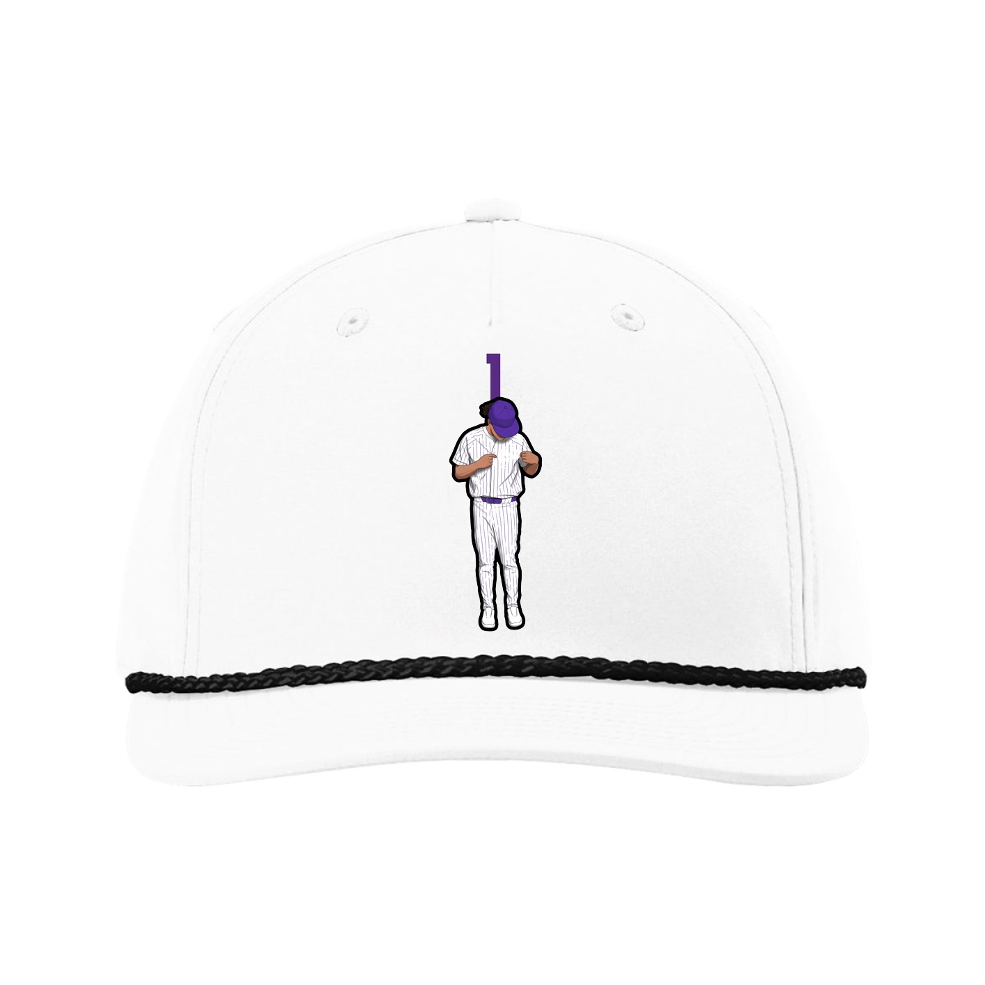 Five-Panel Classic Rope Cap — Number Top in White