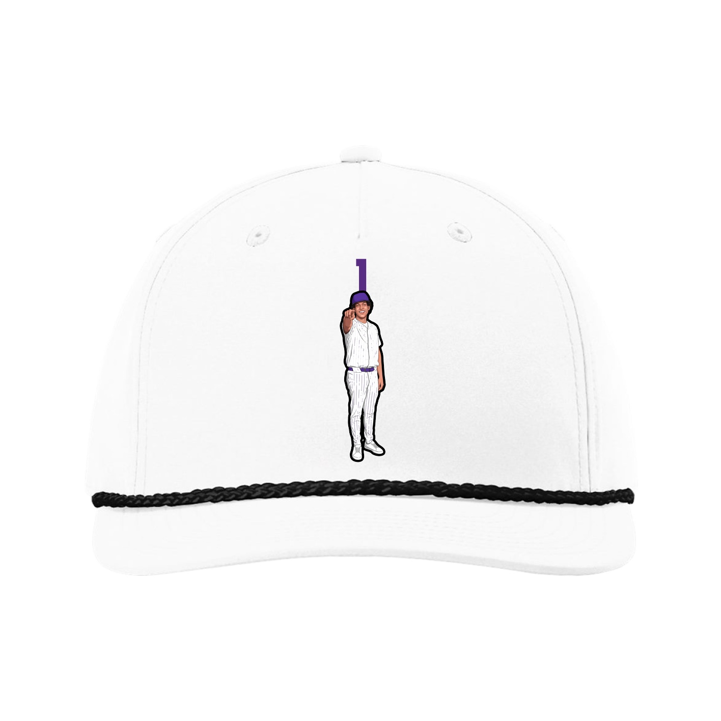 Five-Panel Classic Rope Cap — Number Top in White