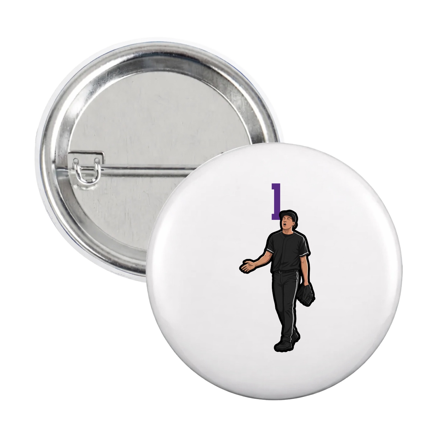 Game Day Button — Number Top in White