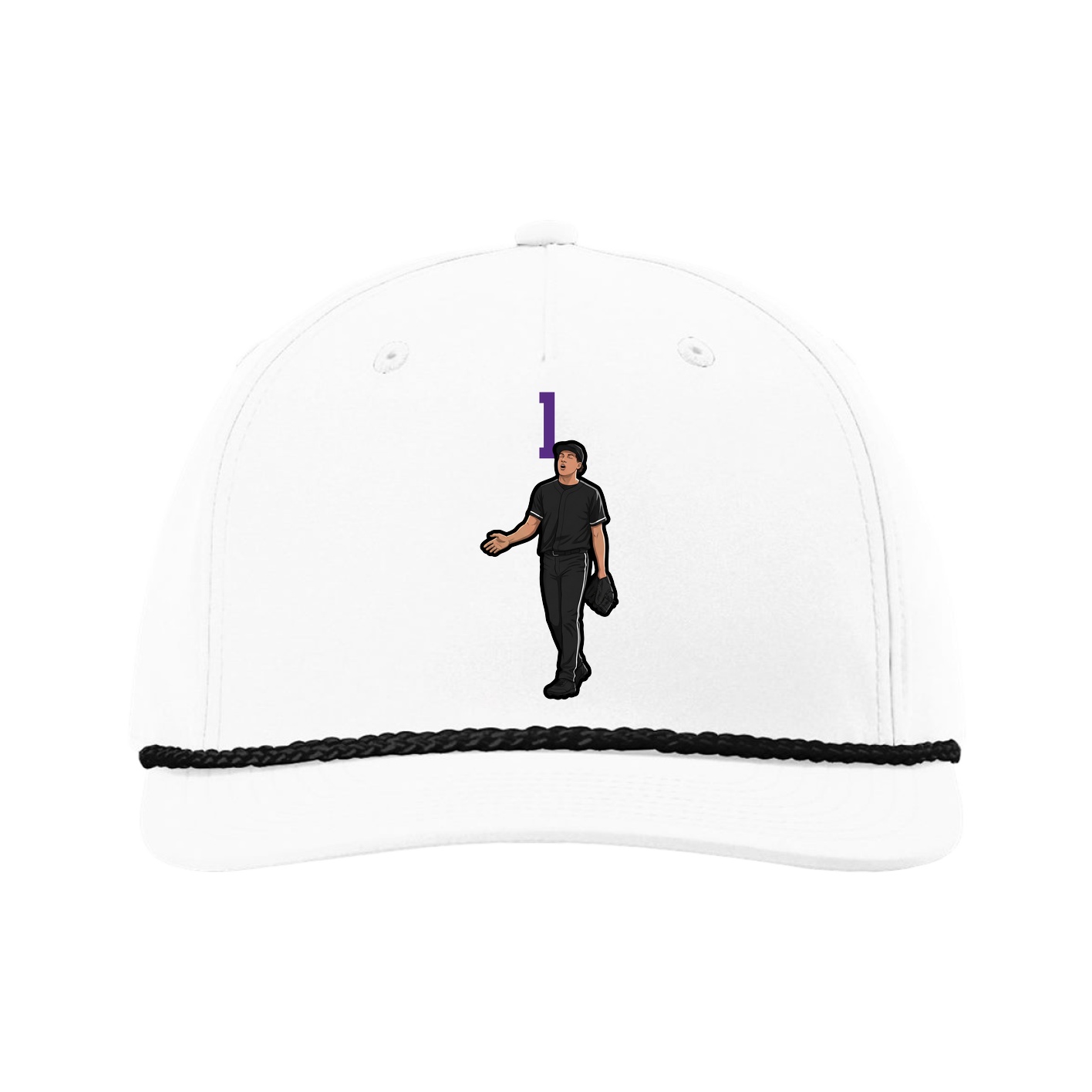 Five-Panel Classic Rope Cap — Number Top in White
