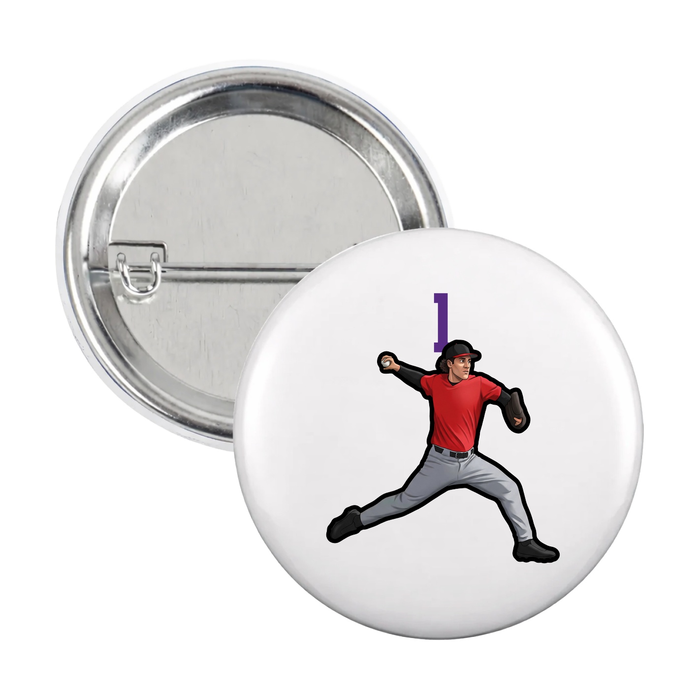 Game Day Button — Number Top in White