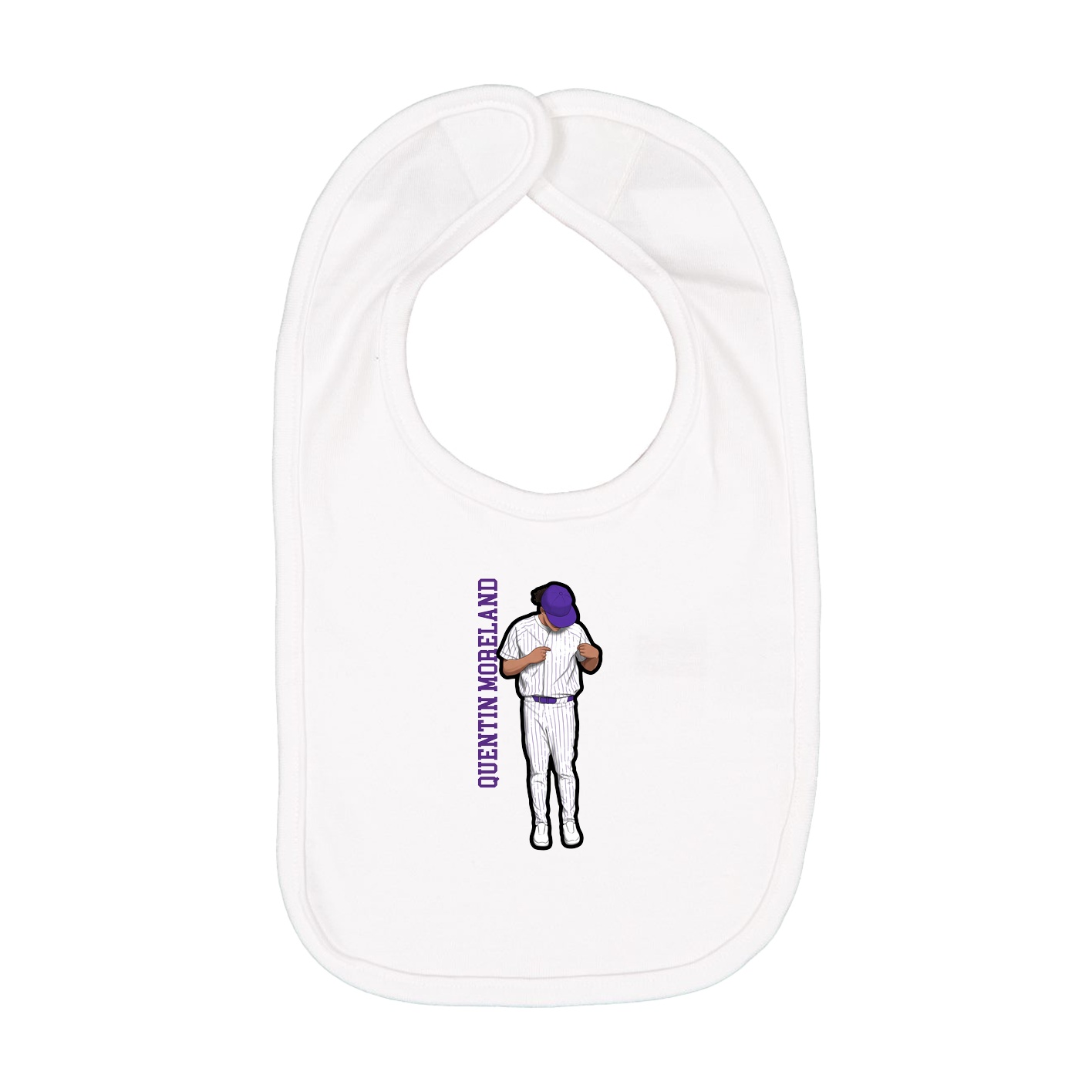 Infant Bib — Name Vertical in White