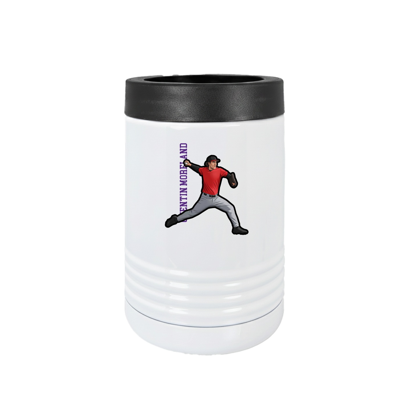 Beverage Holder — Name Vertical in White