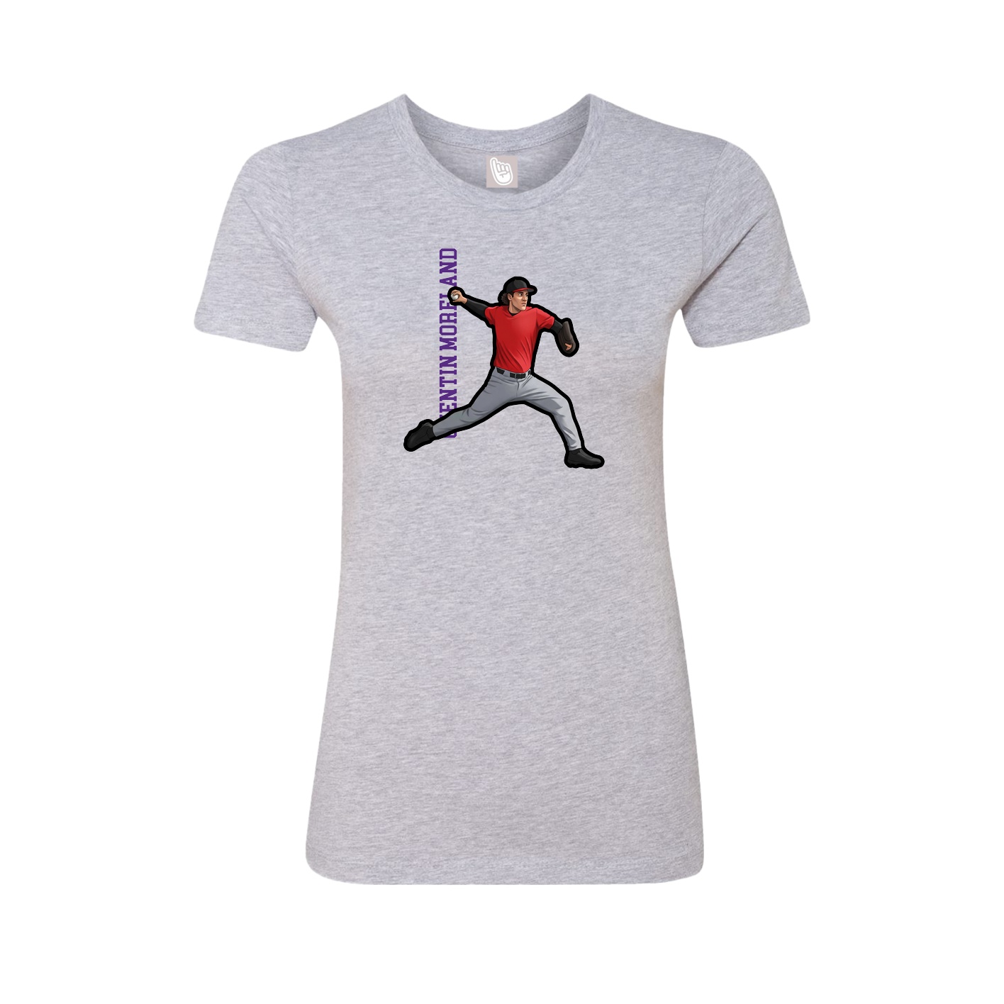 Fitted Women's Tee — Name Vertical in Grey