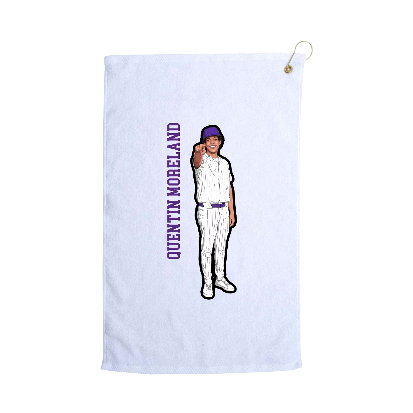 Golf Towel — Name Vertical in White
