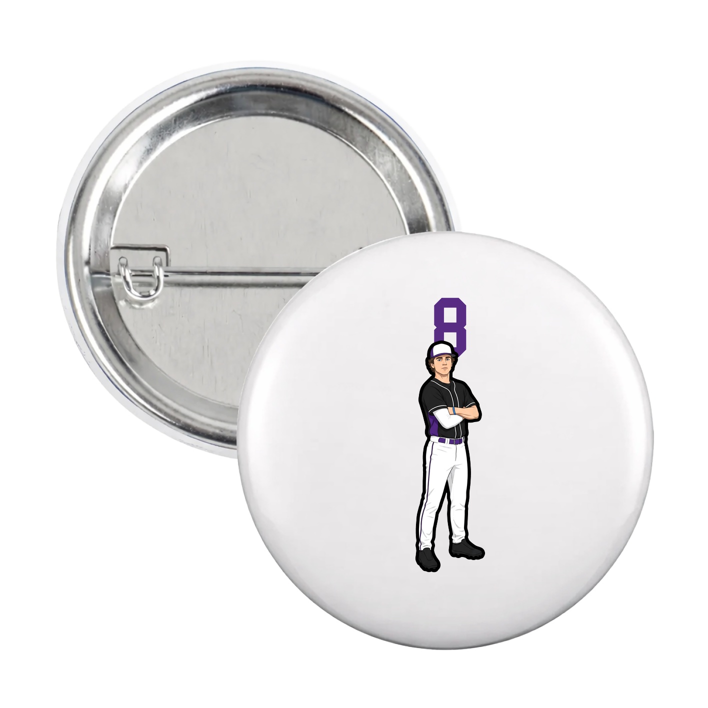 Game Day Button — Number Top in White