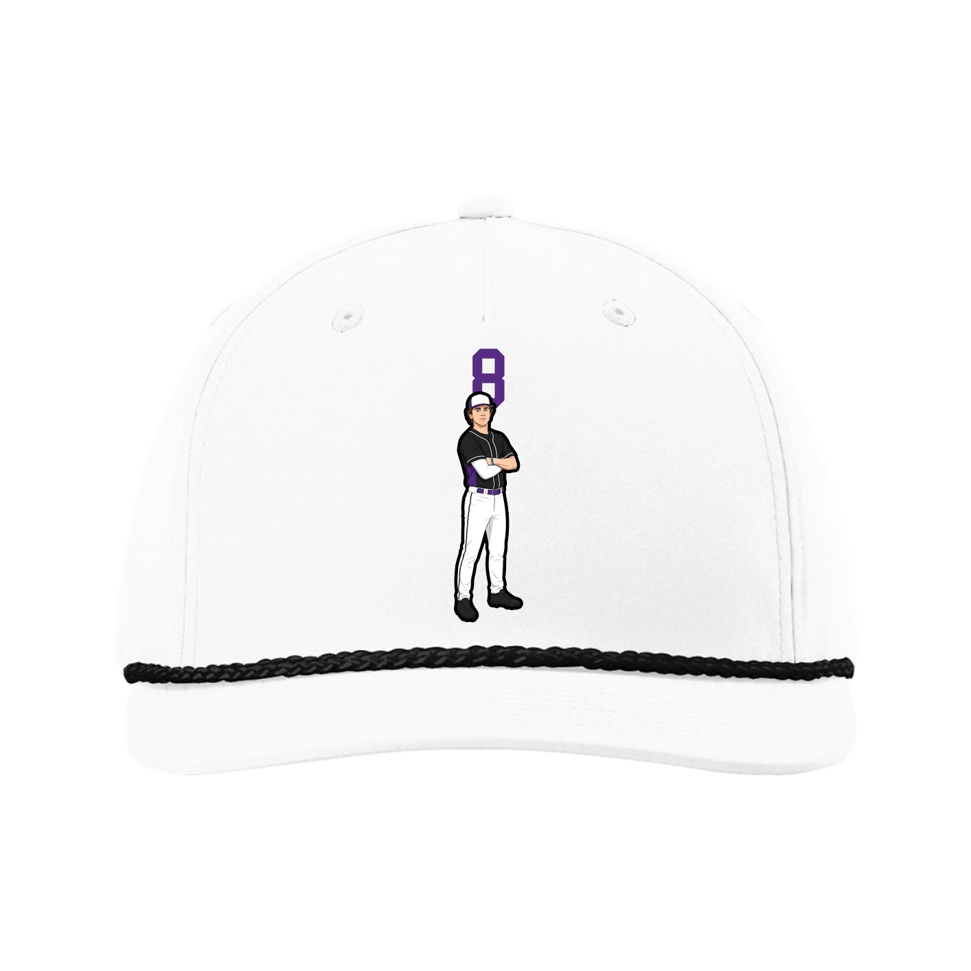 Five-Panel Classic Rope Cap — Number Top in White